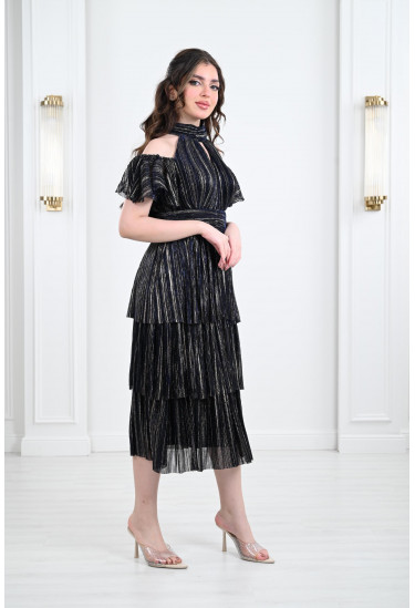 فستان نسائي ميدي ذات طيات متعددة